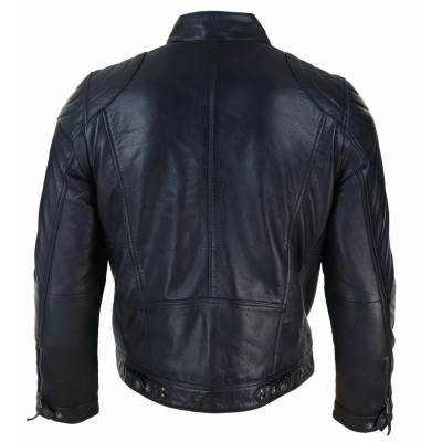 Genuine Leather Black Biker Jacket for Men: Buy Online - Happy Gentleman