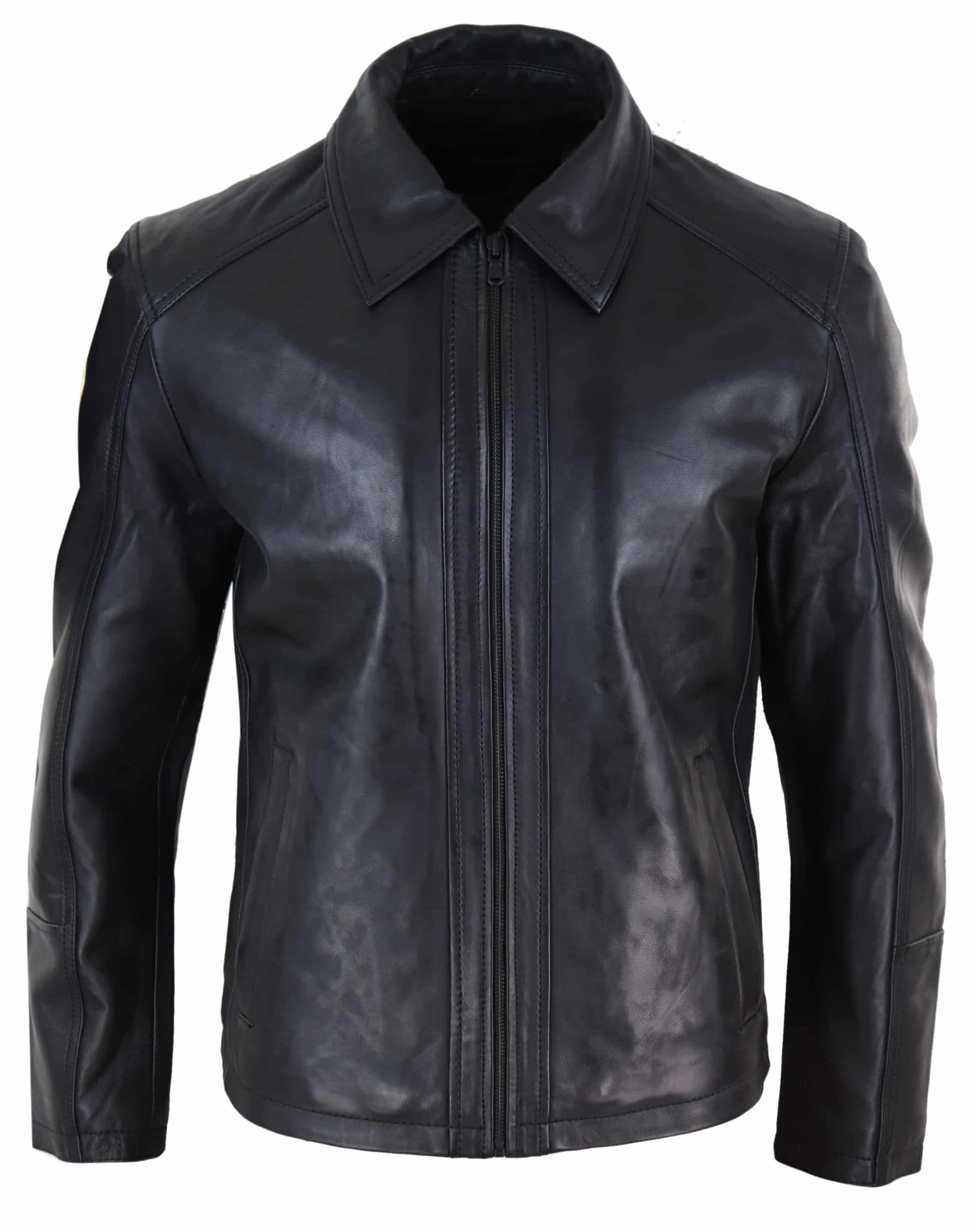 Mens Soft Nappab Black Leather Jacket