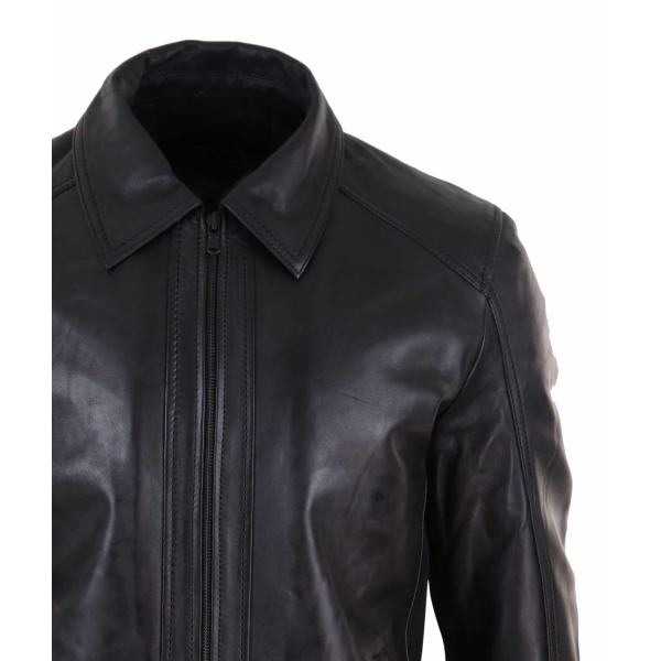 Mens Soft Nappab Black Leather Jacket