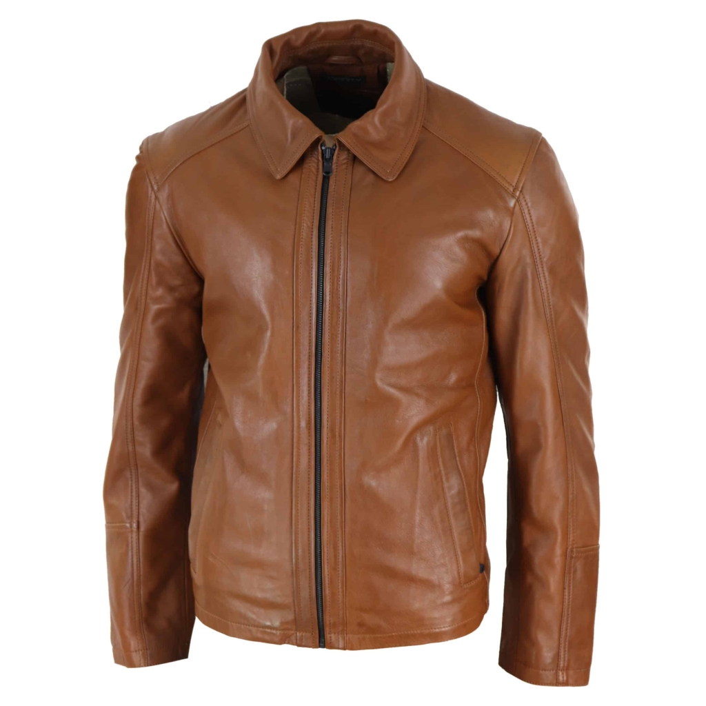 Real Leather Soft Nappab Tan Mens Jacket: Buy Online - Happy Gentleman