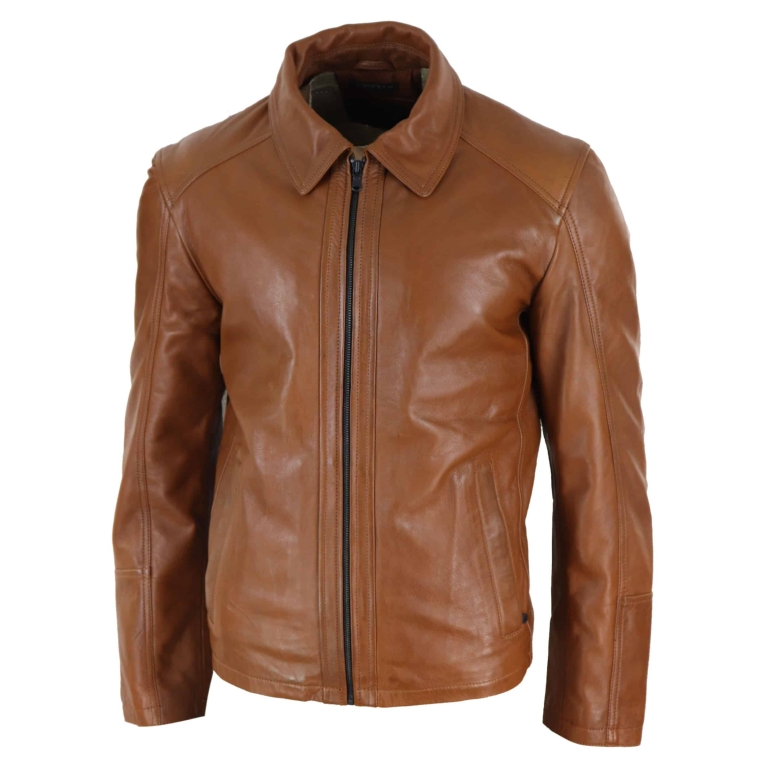 Real Leather Soft Nappab Tan Mens Jacket: Buy Online - Happy Gentleman