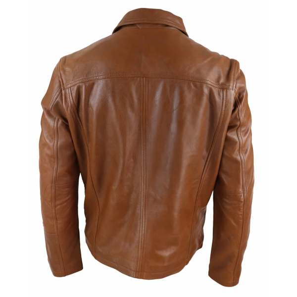 Real Leather Soft Nappab Tan Mens Jacket
