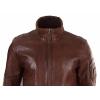 Real Leather Autumn Jacket with High Neck for Men - Timber Colour