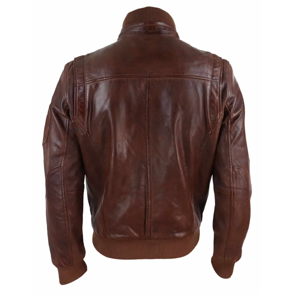 Real Leather Autumn Jacket with High Neck for Men - Timber Colour: Buy ...