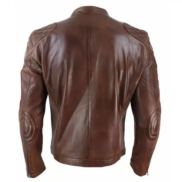 Real Leather Black Navy Brown Mens Racing Jacket Stripe Sleeves Moto Biker - Timber