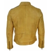 Real Leather Short Racing Mens Yellow Jacket