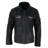 Mens Vintage Leather Jacket with Fur Collar