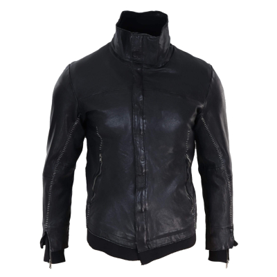 Real Leather Distressed Slim Fit Mens Jacket