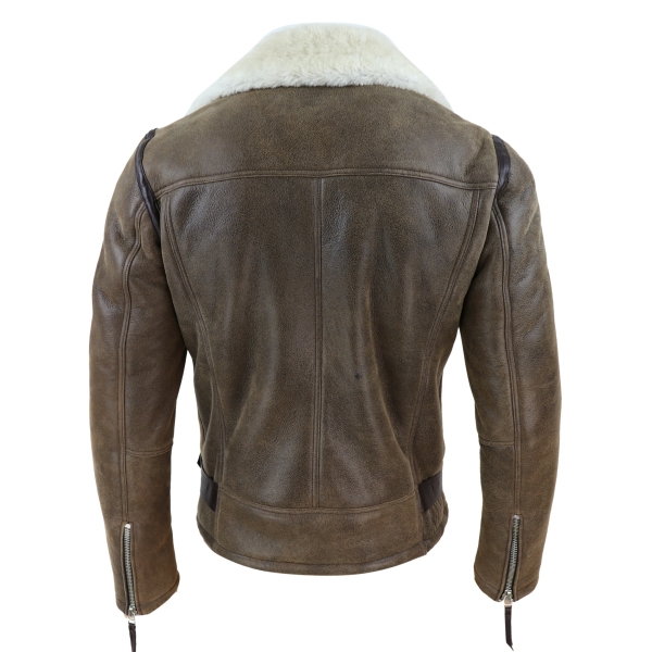 Mens Shearling Brown Sheepskin Vintage Jacket