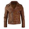 Real Leather Slim Fit Teal Cross Zip Mens Retro Vintage Brando Jacket Vintage