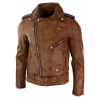 Real Leather Slim Fit Teal Cross Zip Mens Retro Vintage Brando Jacket Vintage