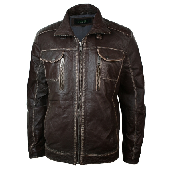 Real Washed Brown Leather Retro Vintage Distressed Jacket Rub Off for ...