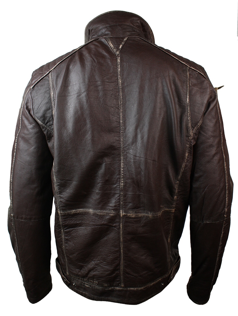 Real Washed Brown Leather Retro Vintage Distressed Jacket Rub Off for ...