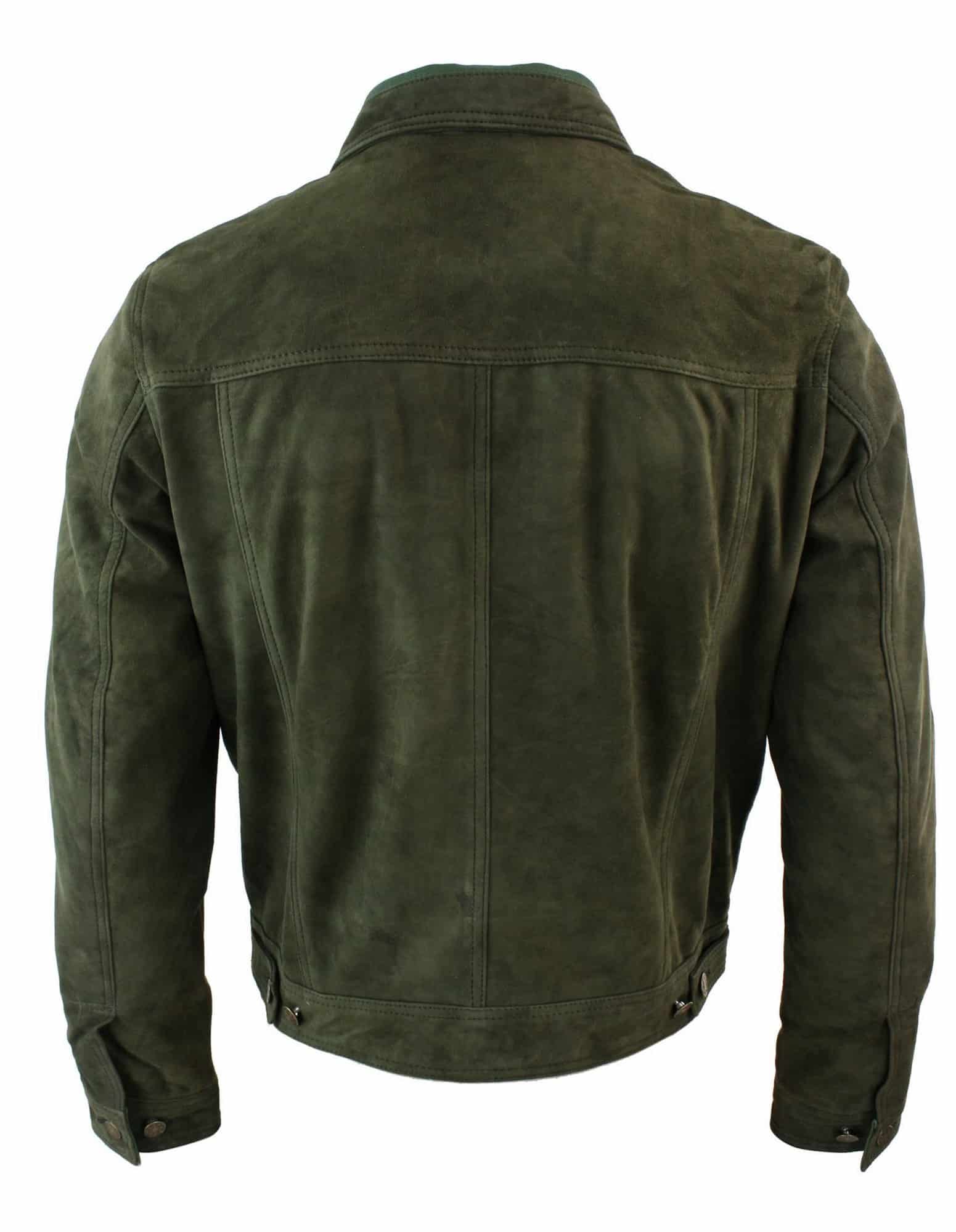 Real Suede Leather Mens Vintage Short Denim Style Retro Jean Jacket ...