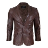 Mens Slim Fit Brown Leather Blazer