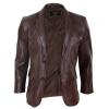 Mens Slim Fit Brown Leather Blazer