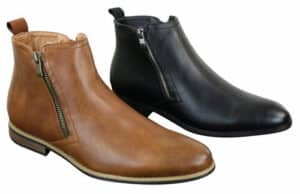 Schwarze Brogue-Stiefel für Männer zum Hineinschlüpfen.
