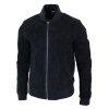 Varsity Mens Real Suede Leather Bomber College Jacket Classic Retro Vintage - Black