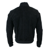 Varsity Mens Real Suede Leather Bomber College Jacket Classic Retro Vintage - Black