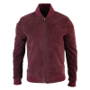 Varsity Mens Real Suede Leather Bomber College Jacket Classic Retro Vintage - Burgundy