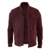 Varsity Mens Real Suede Leather Bomber College Jacket Classic Retro Vintage - Burgundy
