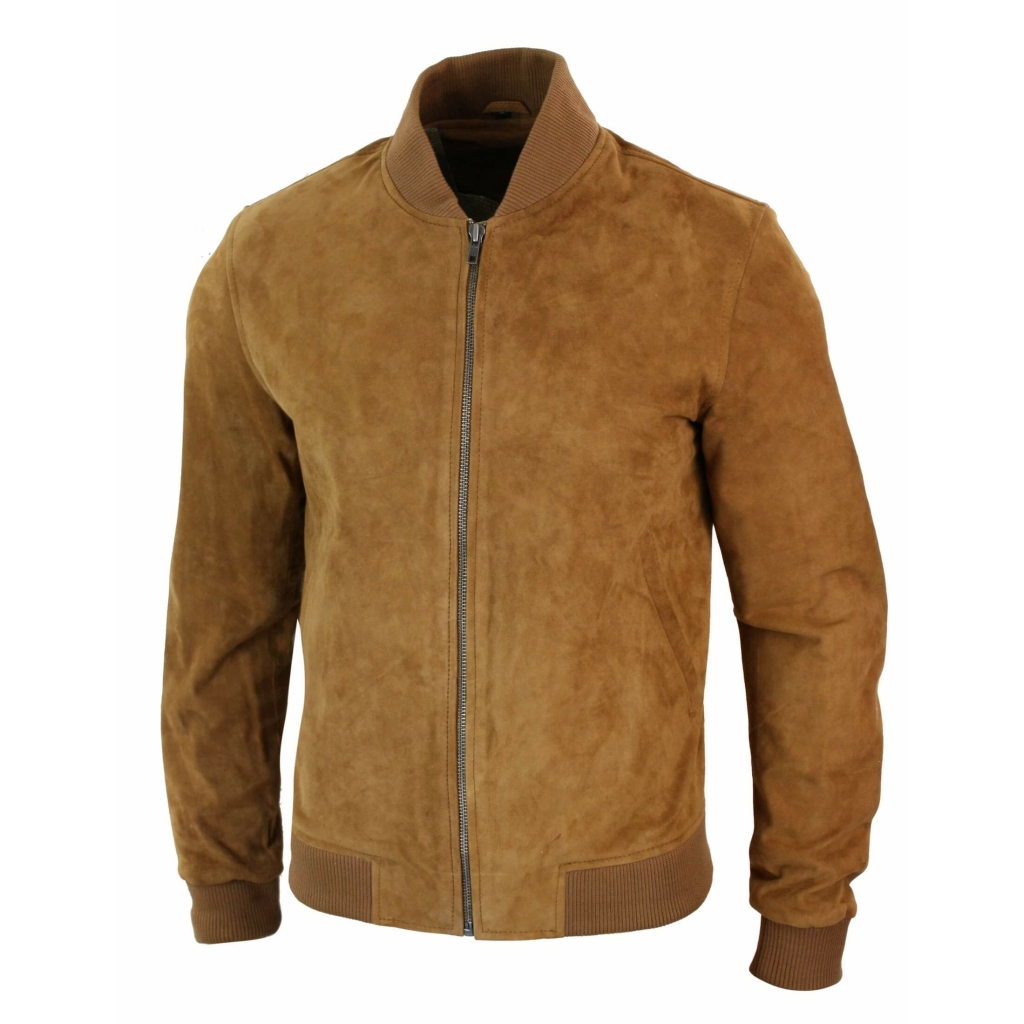 Varsity Mens Real Suede Leather Bomber College Jacket Classic Retro ...