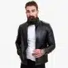 Happy Gentleman B102 - Real Leather Tailored Fit Mens Black Biker Jacket