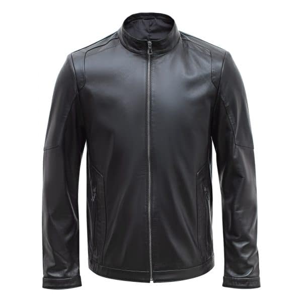 Happy Gentleman B102 - Real Leather Tailored Fit Mens Black Biker Jacket