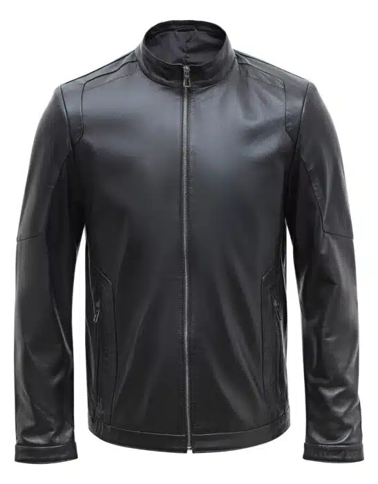 Happy Gentleman B102 - Real Leather Tailored Fit Mens Black Biker Jacket