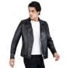 Happy Gentleman B104 - Geuine Leather Cross-Zip Brando Black Slim Fit Jacket for Men