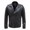 Happy Gentleman B104 - Geuine Leather Cross-Zip Brando Black Slim Fit Jacket for Men
