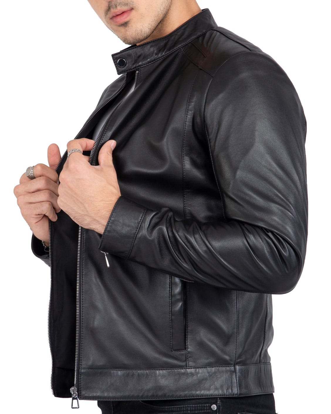 Happy Gentleman B105 - Geuine Leather Motorcycle Black Slim Fit Jacket ...