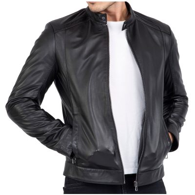 Happy Gentleman B105 - Geuine Leather Motorcycle Black Slim Fit Jacket for Men