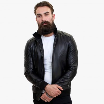 Happy Gentleman B109 - Lamb Leather Bomber Jacket for Men - Tailored Fit