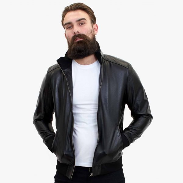 Happy Gentleman B109 - Lamb Leather Bomber Jacket for Men - Tailored Fit