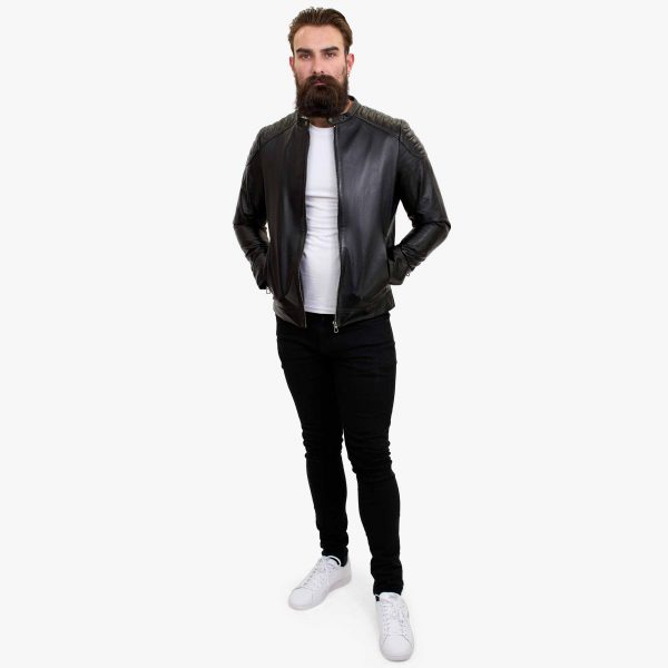 Happy Gentleman B110 - Genuine Real Black Leather Jacket for Men - Slim Fit