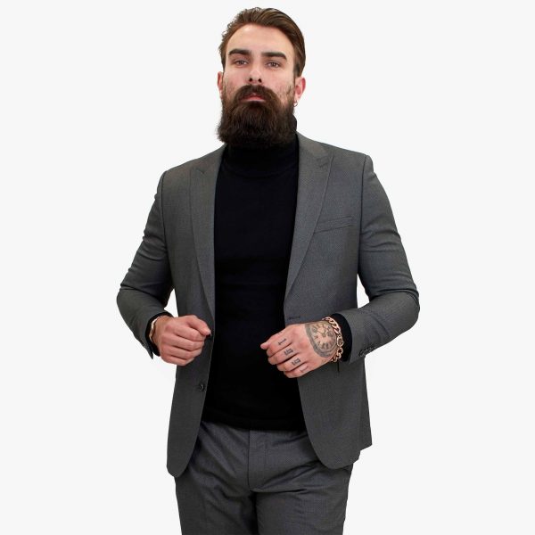 Happy Gentleman MIROLE Grau Tailored Fit 3 Stück Anzug aus Wolle