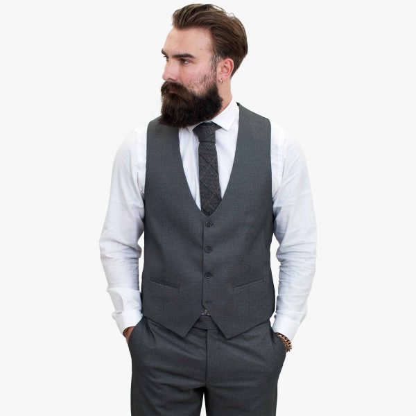 Happy Gentleman MIROLE Grey Tailored Fit 3 Piece Wool Suit