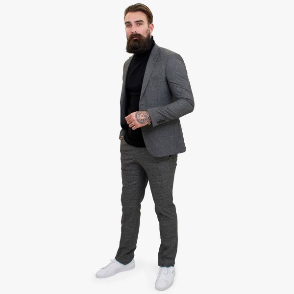 Happy Gentleman PIACERE Wolle Grau 3 Stück Anzug mit Tailored Fit