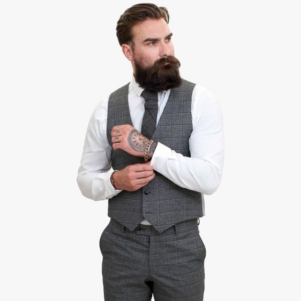 Happy Gentleman PIACERE Wool Grey 3 Piece Suit with Tailored Fit