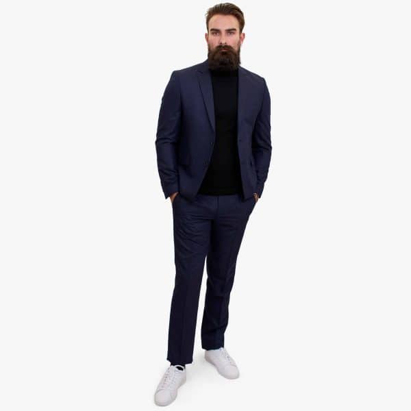 Happy Gentleman PREGO Wool Navy Blue 3 Piece Suit Tailored Fit