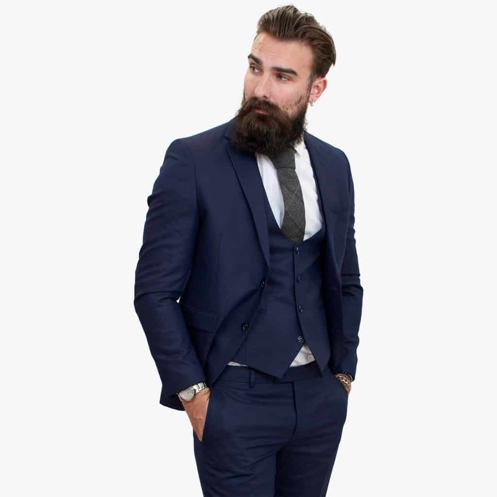 Happy Gentleman PREGO Wool Navy Blue 3 Piece Suit Tailored Fit: Buy ...