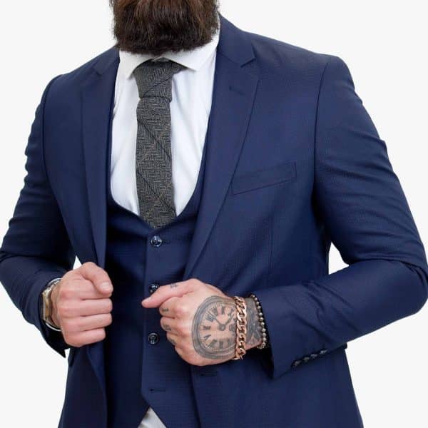 Happy Gentleman PREGO Wool Navy Blue 3 Piece Suit Tailored Fit