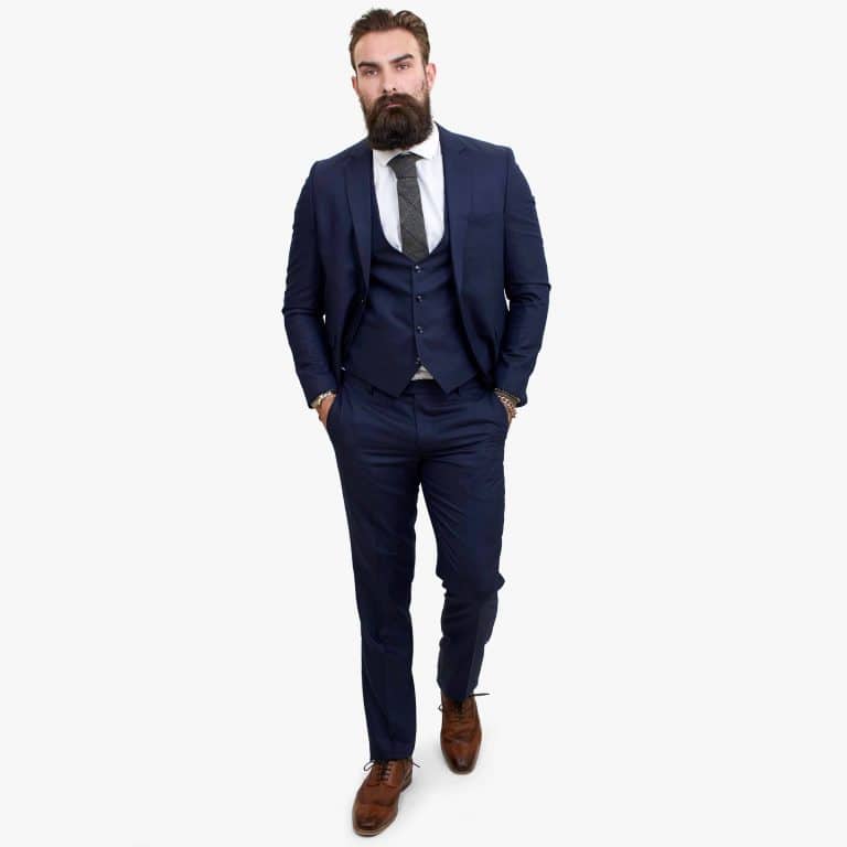 Happy Gentleman PREGO Wool Navy Blue 3 Piece Suit Tailored Fit: Buy ...