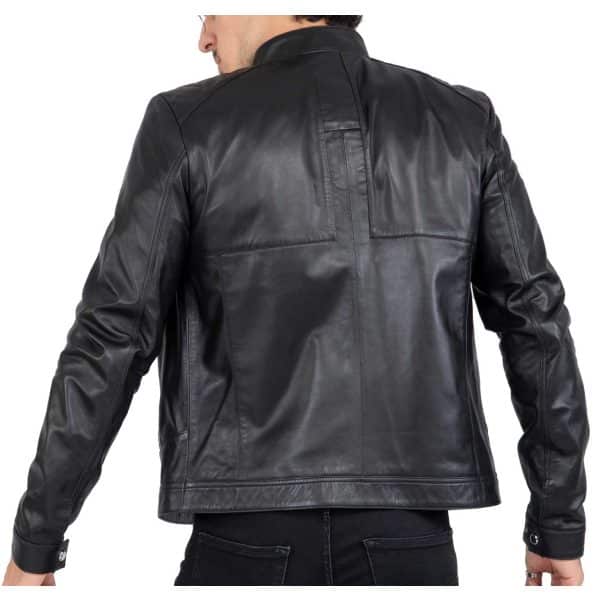 Lamb Leather Biker Jacket for Men with Four Pockets Regular Fit - B209