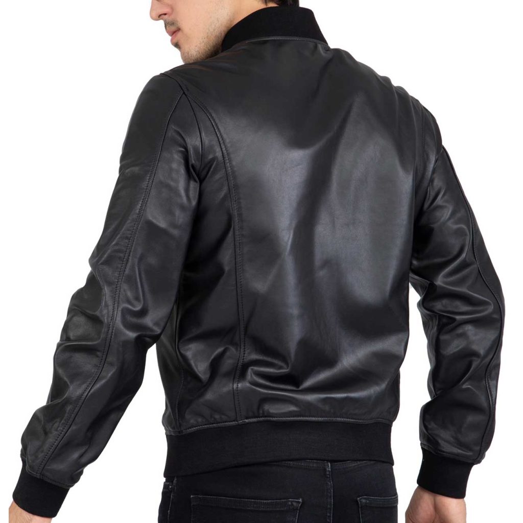 Lamb Real Leather Black Bomber Jacket for Men Regular Fit - B203: Buy ...