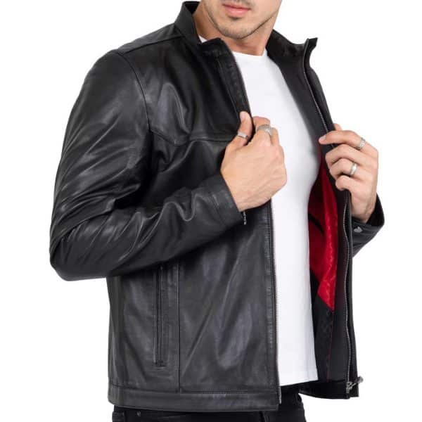 Lamb Premium Leather Black Biker Jacket for Men Tailored Fit - B207
