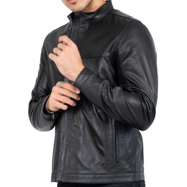 Lamb Premium Leather Black Biker Jacket for Men Tailored Fit - B207