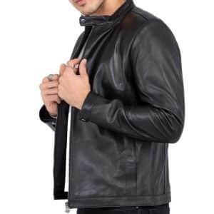 Real Lamb Leather Black Tailored Fit Jacket for Men Clean Style – B206