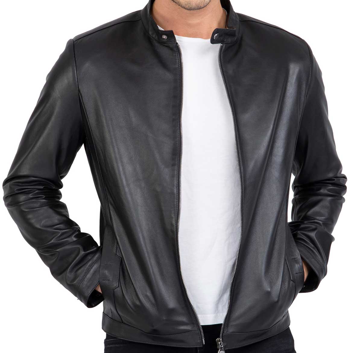 Clean Biker Jacket - Black, Leather Jackets